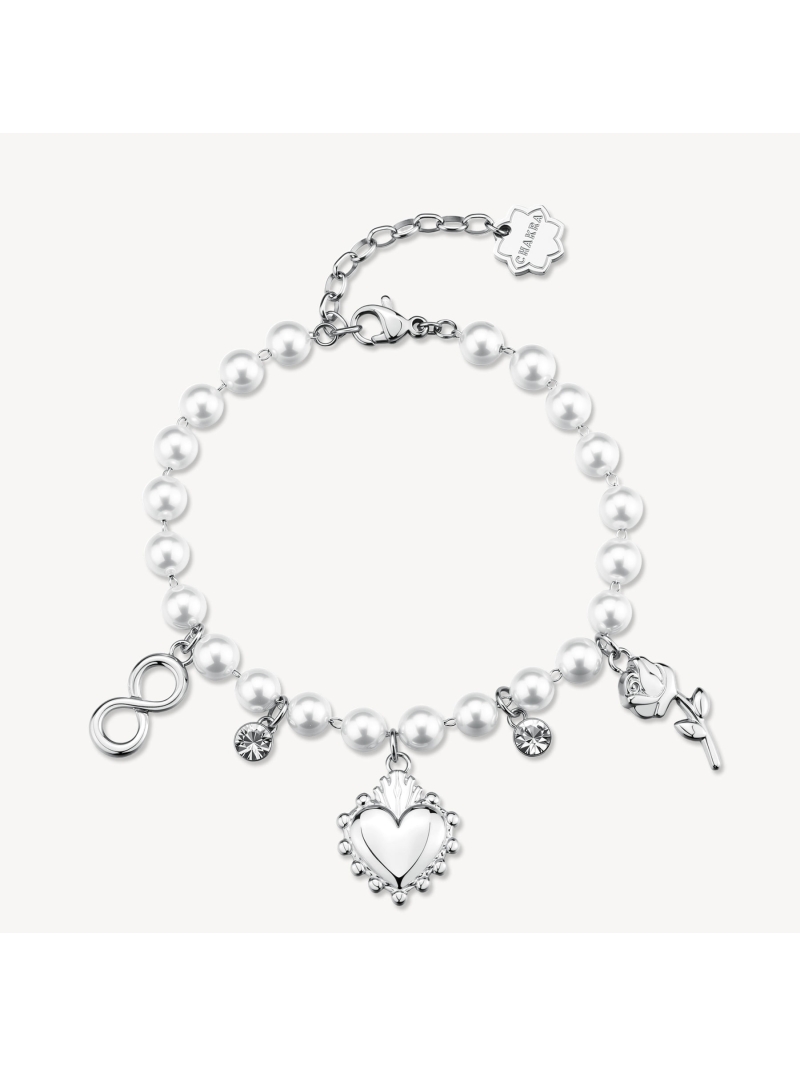 Acquista ora bracciale perle cuore sacro rosa e infinito su elefantebianco.jewelry