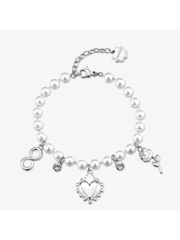 Acquista ora bracciale perle cuore sacro rosa e infinito su elefantebianco.jewelry