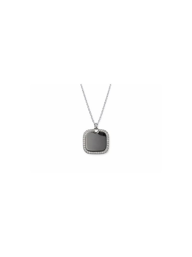 Acquista ora collana quadrata contorni zirconati (incisione omaggio) su elefantebianco.jewelry