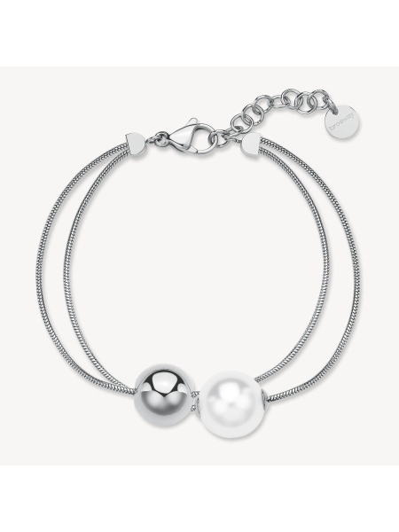 Acquista ora bracciale doppio filo perla e sfera su elefantebianco.jewelry
