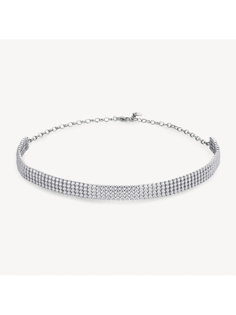 Acquista ora collana choker fili di zirconi su elefantebianco.jewelry