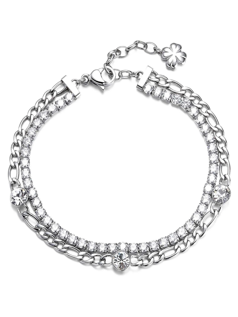 Acquista ora bracciale doppio filo tennis e catena con punti luce su elefantebianco.jewelry