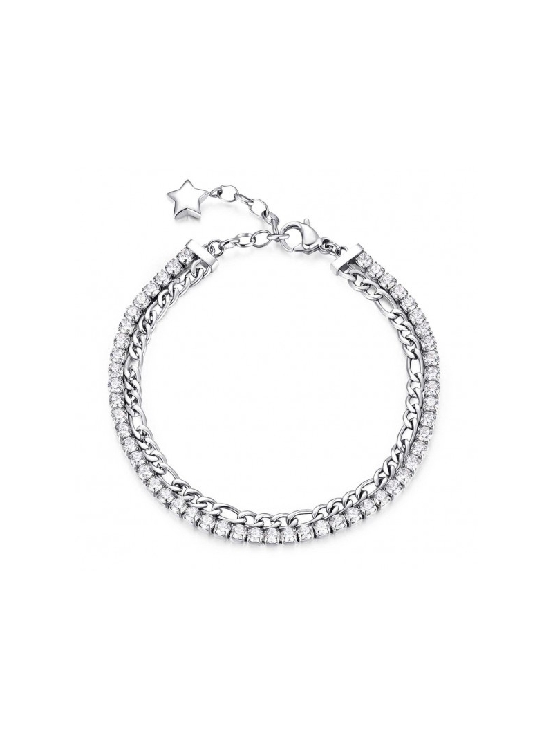 Acquista ora bracciale doppio filo tennis e catena con stella su elefantebianco.jewelry