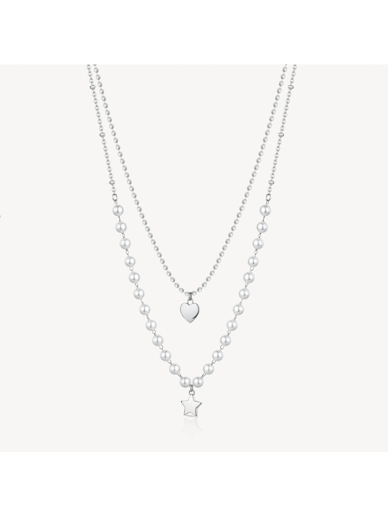 Acquista ora collana doppio filo pallinato con cuore e perline con stella su elefantebianco.jewelry