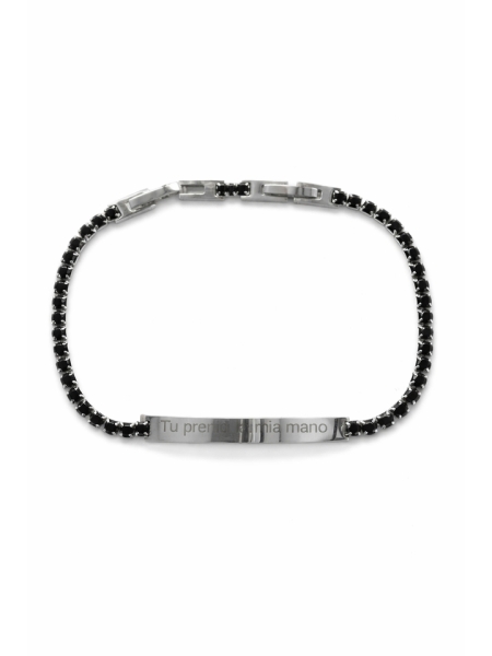 Acquista ora Bracciale tennis nero con incisione omaggio su elefantebianco.jewelry