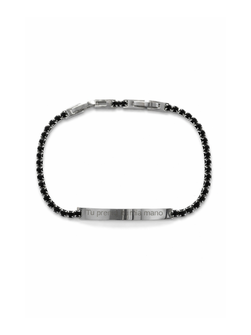 Acquista ora Bracciale tennis nero con incisione omaggio su elefantebianco.jewelry