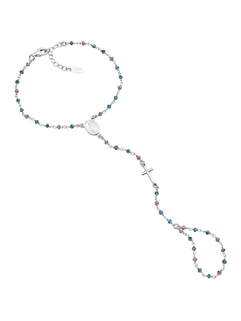 Acquista ora baciamano rosario cristalli blu e viola su elefantebianco.jewelry