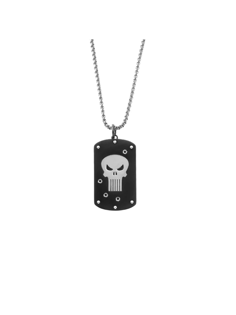 Acquista ora collana targa the punisher marvel su elefantebianco.jewelry