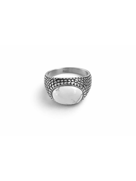 Acquista ora anello pietra bianca effetto marmo su elefantebianco.jewelry
