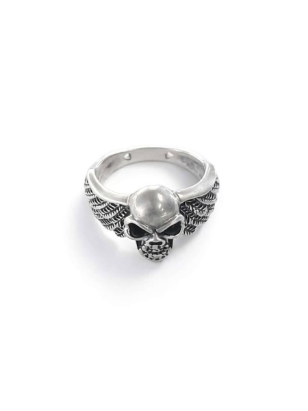 Acquista ora anello teschio e ali su elefantebianco.jewelry