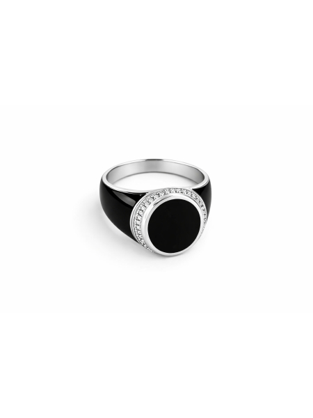 Acquista ora anello pietra tonda nera  e zirconi su elefantebianco.jewelry