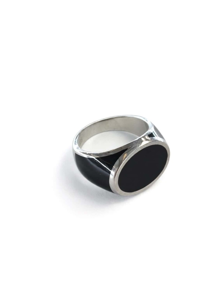 Acquista ora anello pietra nera ovale orizzontale su elefantebianco.jewelry
