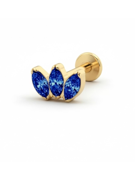 Acquista ora piercing tre petali blu base gold su elefantebianco.jewelry