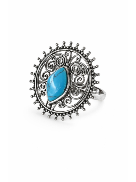 Acquista ora anello traforato con pietra turchese su elefantebianco.jewelry