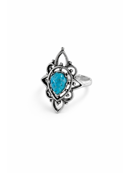 Acquista ora anello rombo traforato con goccia turchese su elefantebianco.jewelry