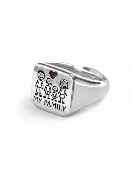 Acquista ora anello chavalier quadrato famiglia su elefantebianco.jewelry