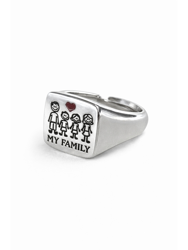 Acquista ora anello chavalier quadrato famiglia su elefantebianco.jewelry