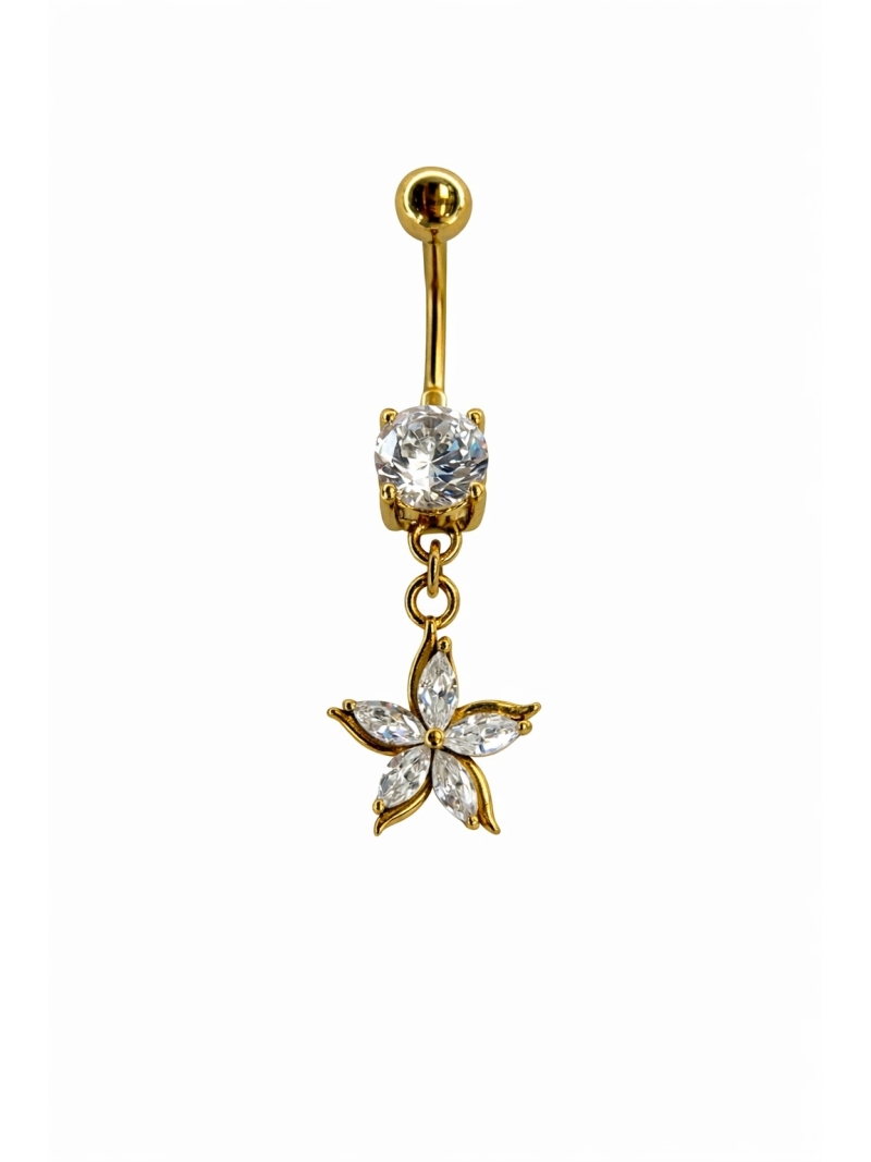 Acquista ora ombelico punto luce e fiore pendente gold su elefantebianco.jewelry