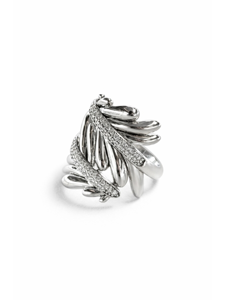 Acquista ora anello piuma con zirconi su elefantebianco.jewelry