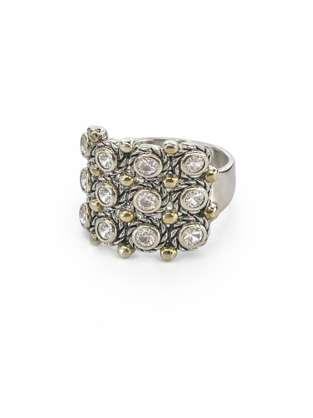 Acquista ora anello a fascia ricamo bicolore su elefantebianco.jewelry