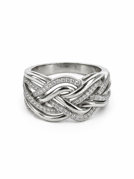 Acquista ora anello fascia intrecciata zirconata su elefantebianco.jewelry