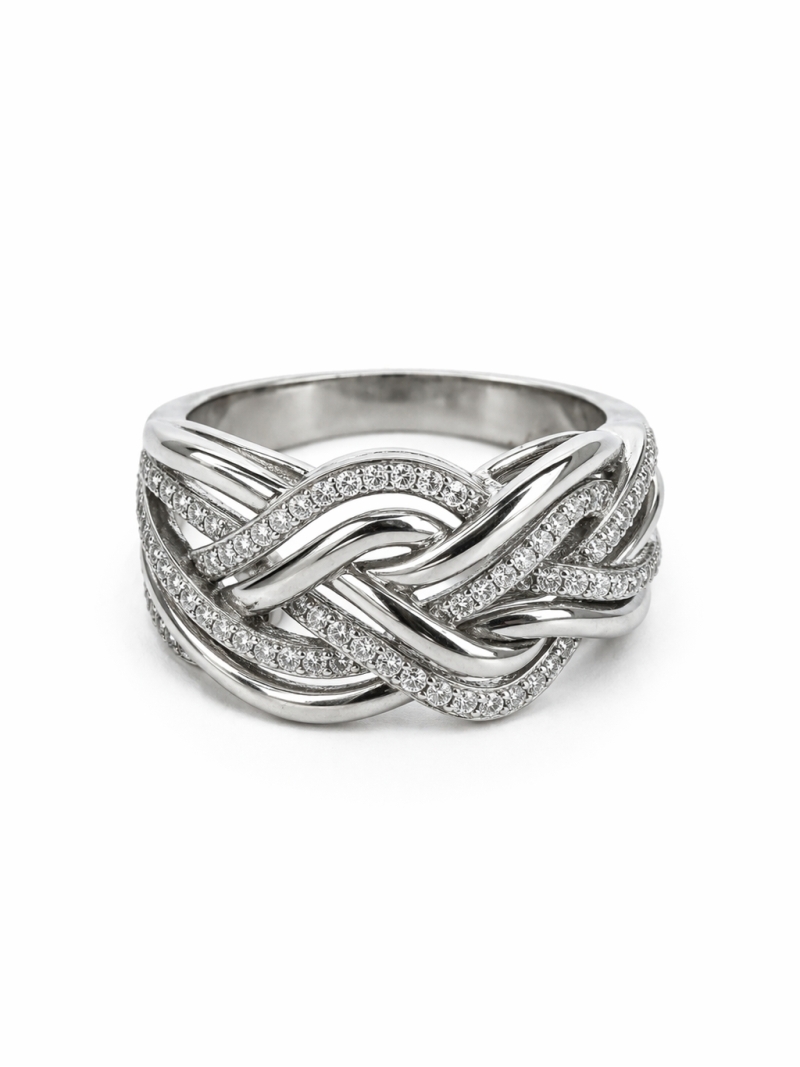Acquista ora anello fascia intrecciata zirconata su elefantebianco.jewelry