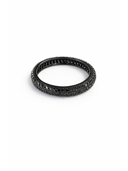 Acquista ora anello tre fili di zirconi nero su elefantebianco.jewelry