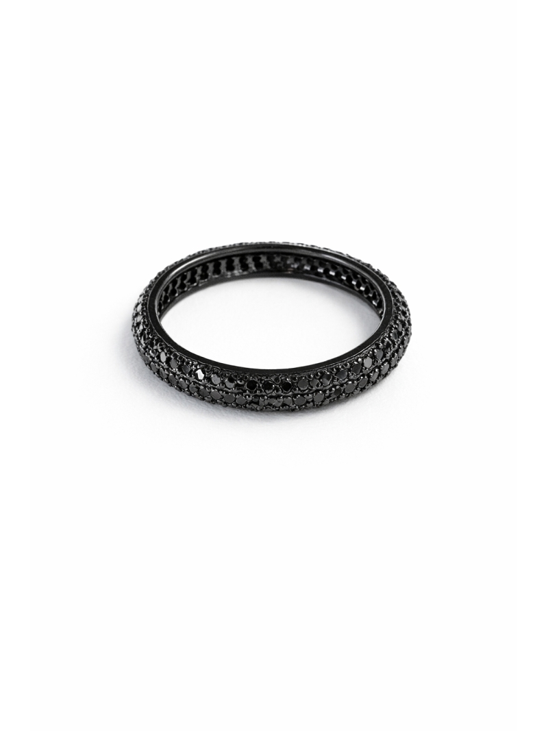 Acquista ora anello tre fili di zirconi nero su elefantebianco.jewelry