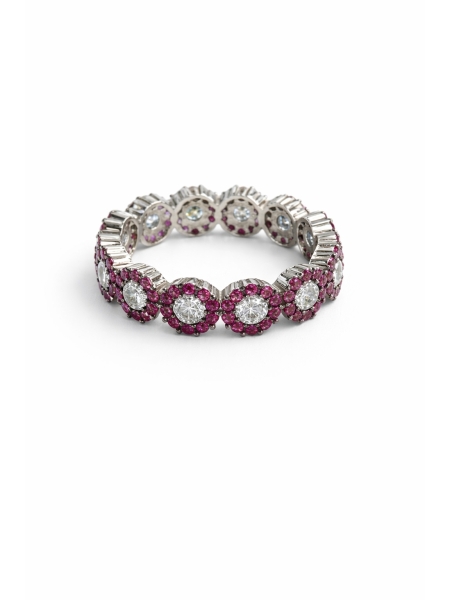 Acquista ora anello veretta fiori fucsia su elefantebianco.jewelry