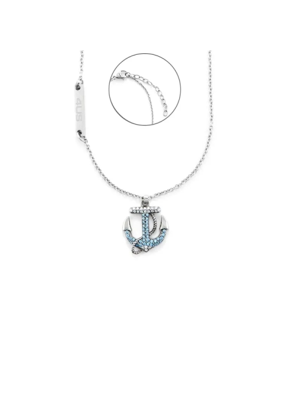 Acquista ora collana ancora zirconi bianchi e azzurri su elefantebianco.jewelry
