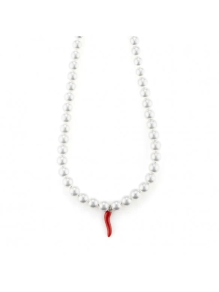 Acquista ora collana perle con corno su elefantebianco.jewelry