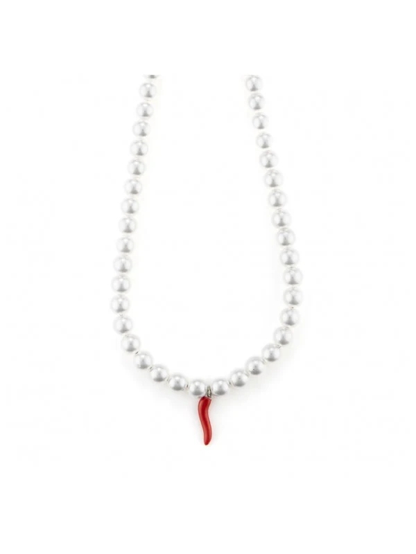 Acquista ora collana perle con corno su elefantebianco.jewelry