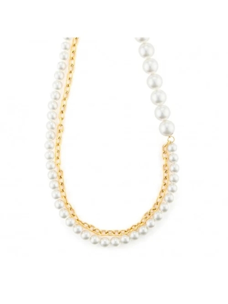 Acquista ora collana doppio filo perle con catena su elefantebianco.jewelry