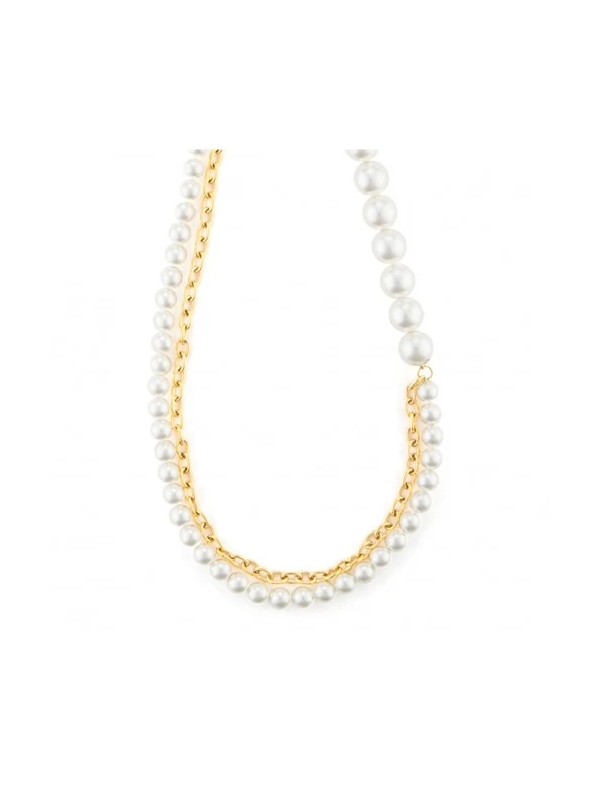 Acquista ora collana doppio filo perle con catena su elefantebianco.jewelry