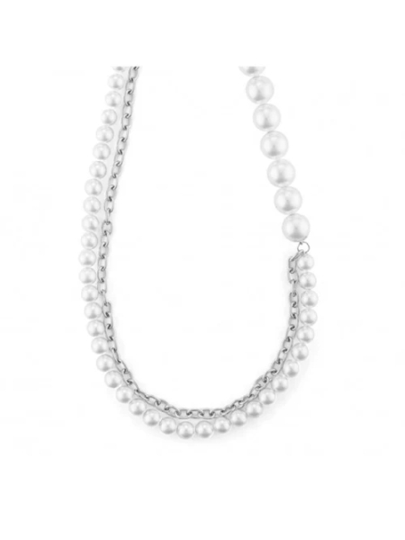 Acquista ora collana doppio filo perle con catena su elefantebianco.jewelry 2
