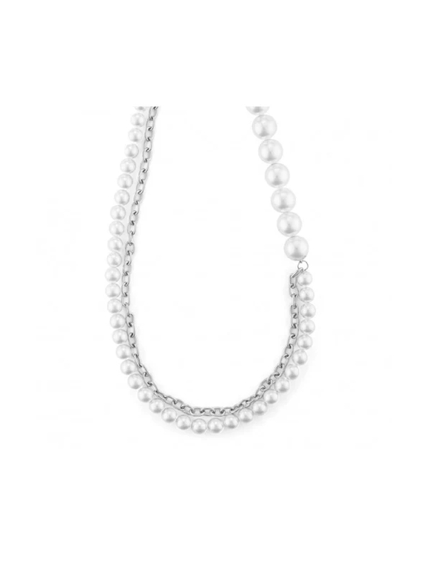 Acquista ora collana doppio filo perle con catena su elefantebianco.jewelry