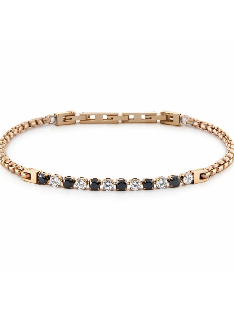 Acquista ora bracciale cesare paciotti tennis gold rose zirconi bianchi e neri piccolo su elefantebianco.jewelry