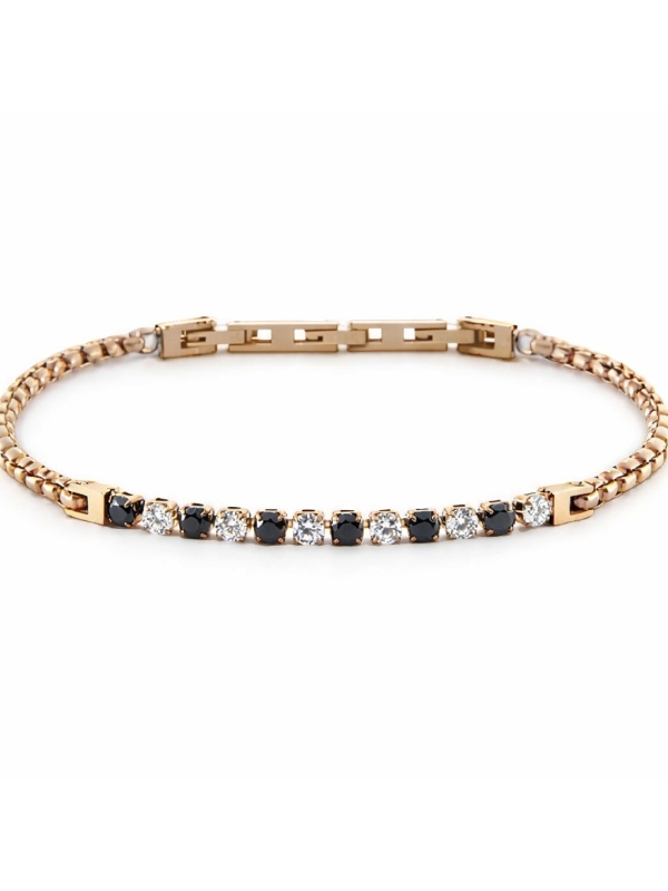 Acquista ora bracciale cesare paciotti tennis gold rose zirconi bianchi e neri piccolo su elefantebianco.jewelry