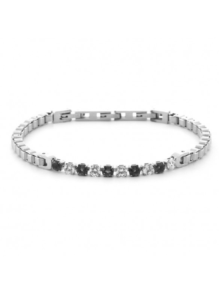 Acquista ora bracciale catena con tennis zirconi neri e bianchi su elefantebianco.jewelry