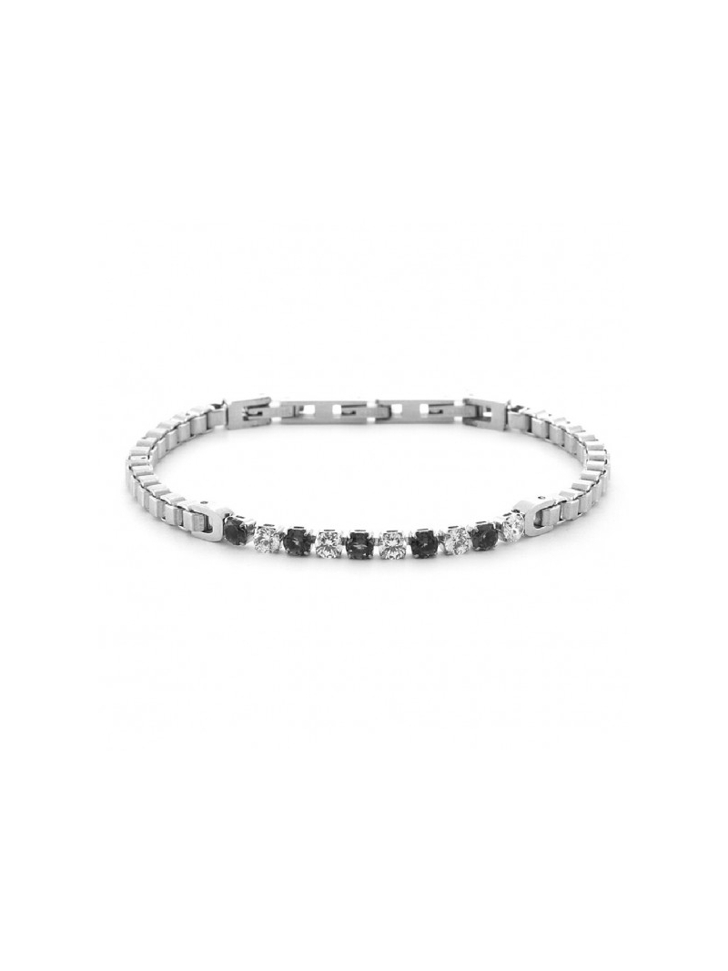 Acquista ora bracciale catena con tennis zirconi neri e bianchi su elefantebianco.jewelry