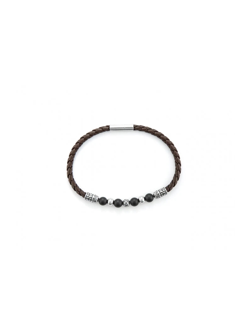 Acquista ora bracciale pelle intrecciata con sfere su elefantebianco.jewelry