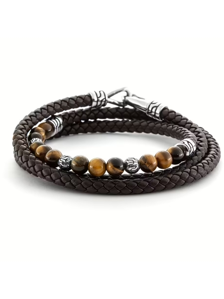 Acquista ora bracciale pelle intrecciato tre fili con sfere su elefantebianco.jewelry