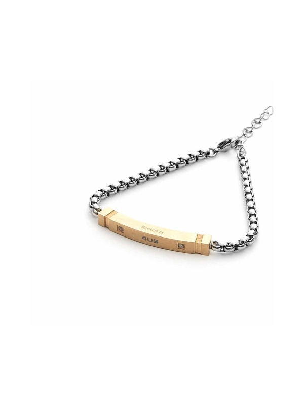 Acquista ora bracciale con maglia tubolare e targa gold rose su elefantebianco.jewelry