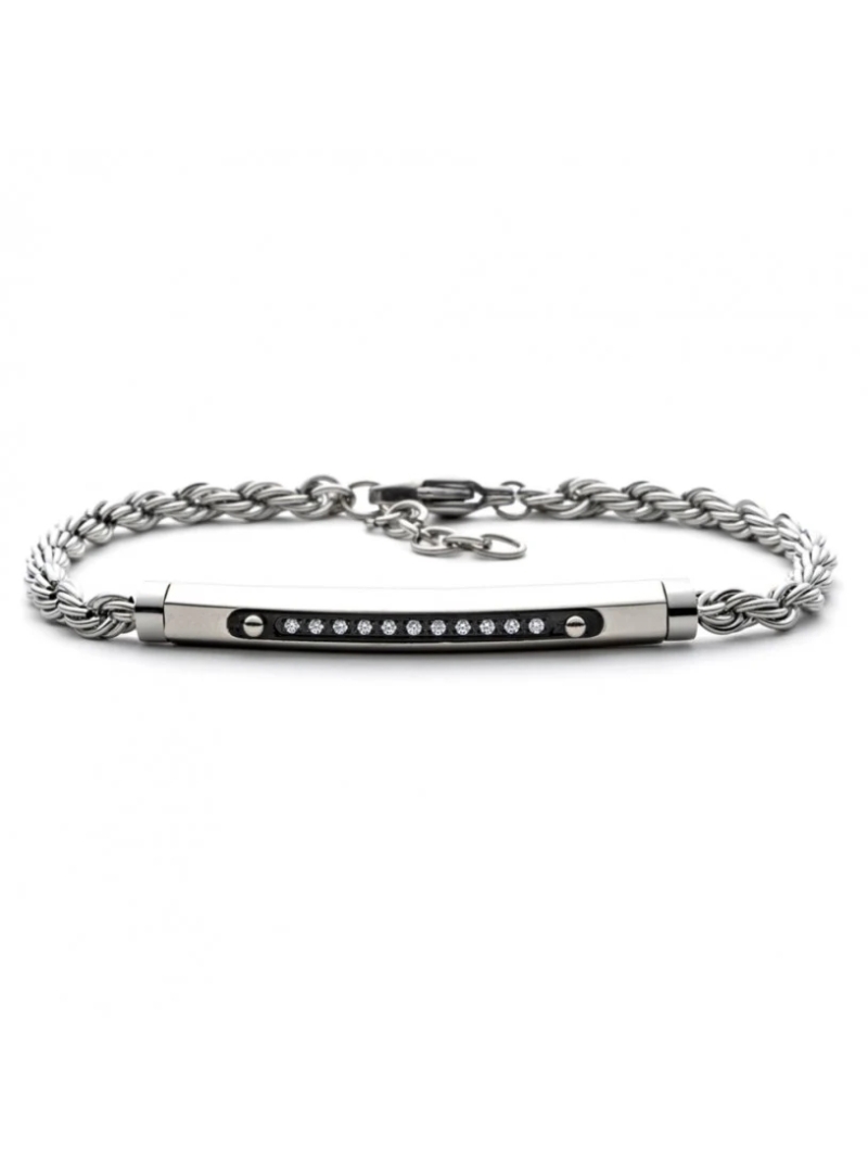 Acquista ora bracciale con maglia a corda e targa su elefantebianco.jewelry