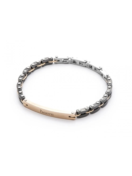 Acquista ora bracciale con maglia a link e perni visibili nero e gold rose su elefantebianco.jewelry