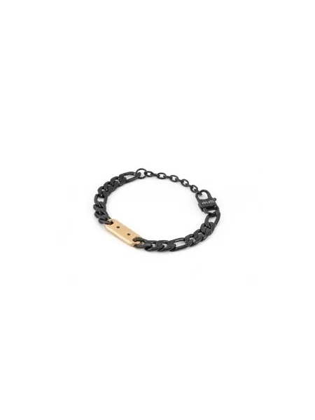 Acquista ora bracciale con maglia cubana nera e piastrina con zirconi neri su elefantebianco.jewelry
