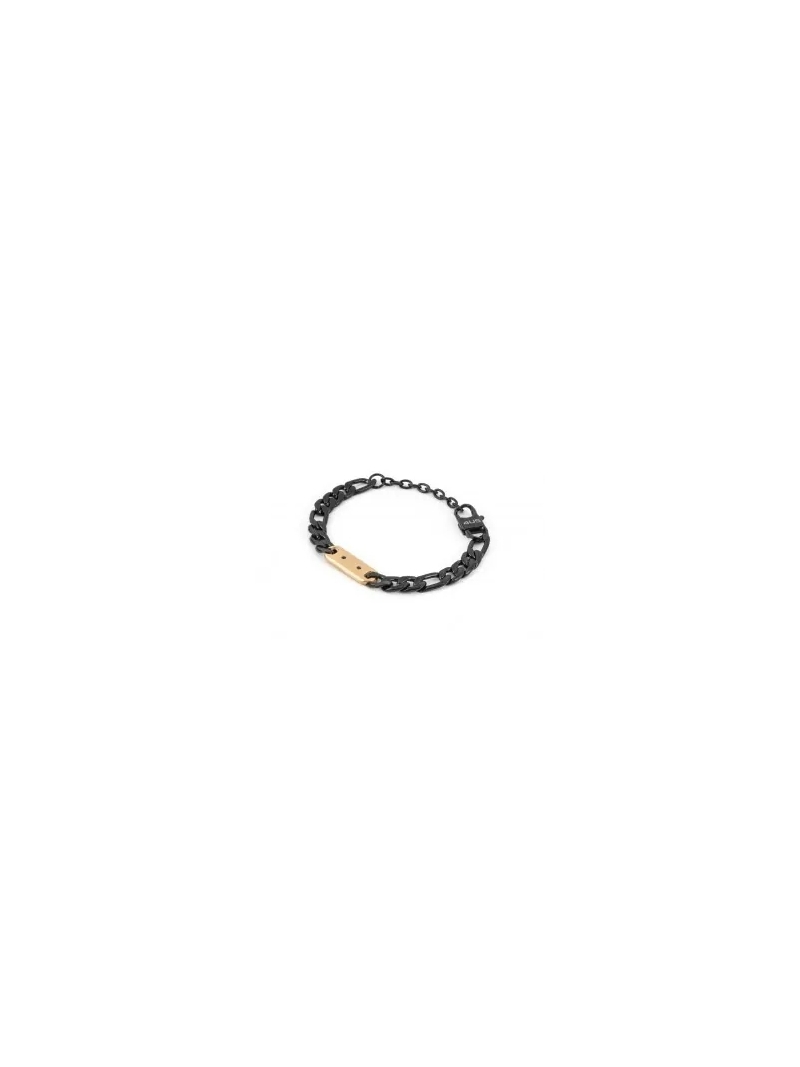 Acquista ora bracciale con maglia cubana nera e piastrina con zirconi neri su elefantebianco.jewelry