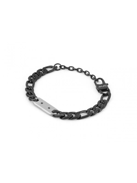 Acquista ora bracciale con maglia cubana nera e piastrina con zirconi neri su elefantebianco.jewelry 2