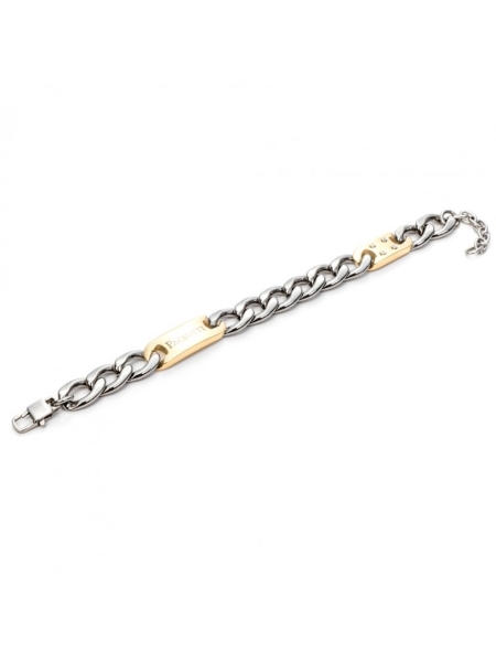 Acquista ora bracciale a maglia cubana con doppia piastrina oro su elefantebianco.jewelry
