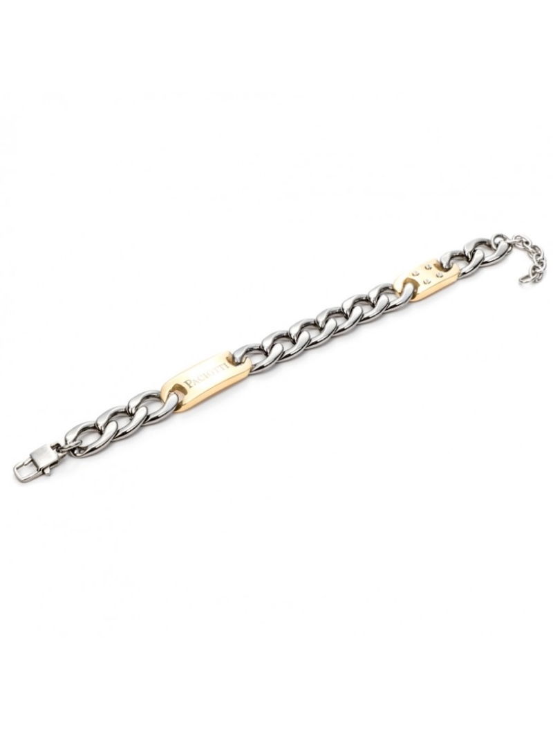 Acquista ora bracciale a maglia cubana con doppia piastrina oro su elefantebianco.jewelry